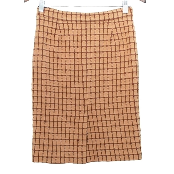 HOLT RENFREW Wool tan/brown retro vintage pencil skirt - Picture 5 of 10